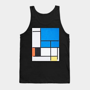 Composition with Large Blue Plane, Red, Black, Yellow, and Gray Tank Top